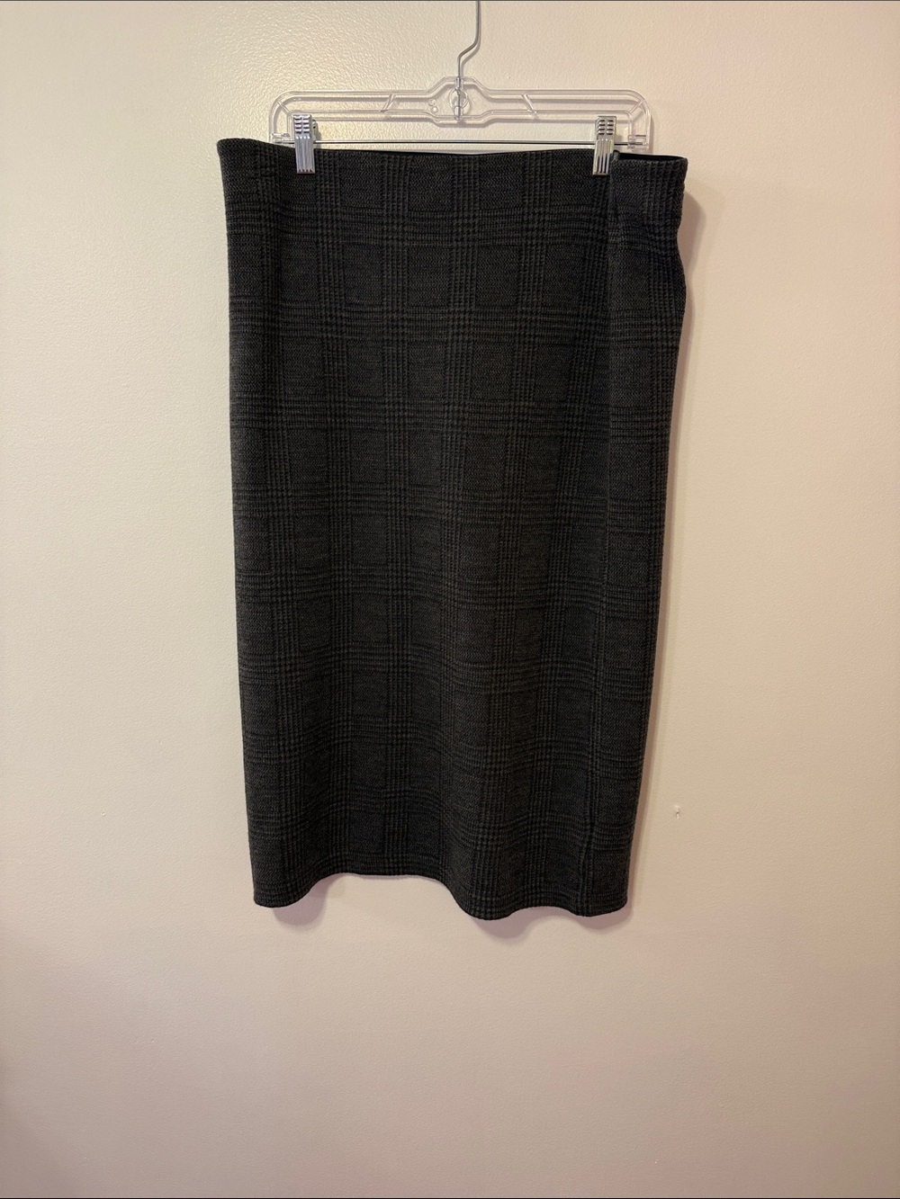 Lauren Ralph Lauren Wool Blend Plaid Pencil Midi Skirt Gray Black Size XL